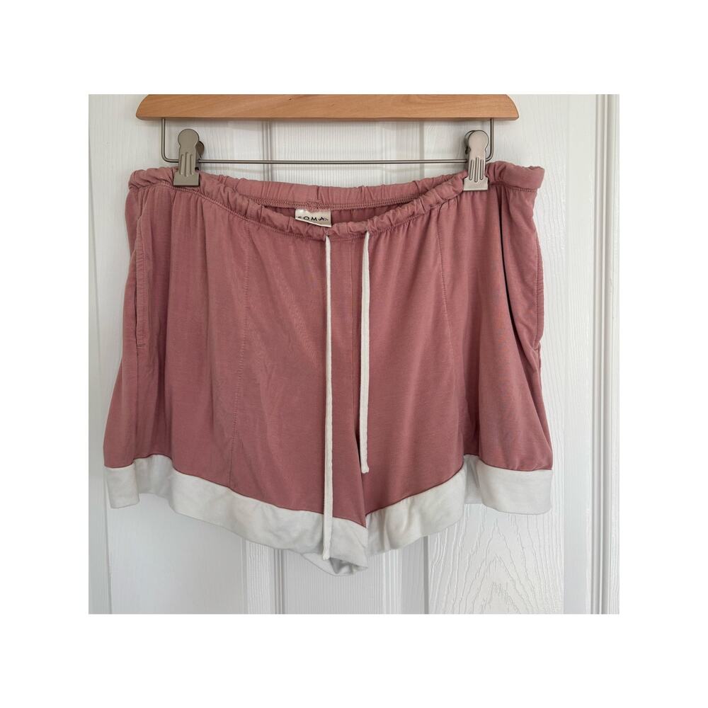 Soma Light Pink Elastic & Drawstring Waist Pajama Shorts White Trim Soft Medium